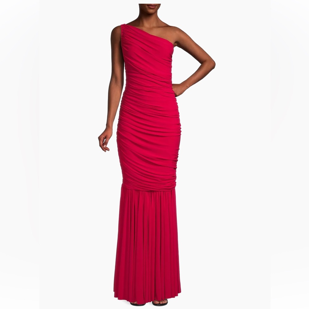 Norma Kamali only worn once red fishtail gown size small 36